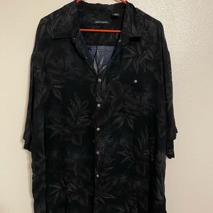 Black tropical button up shirt